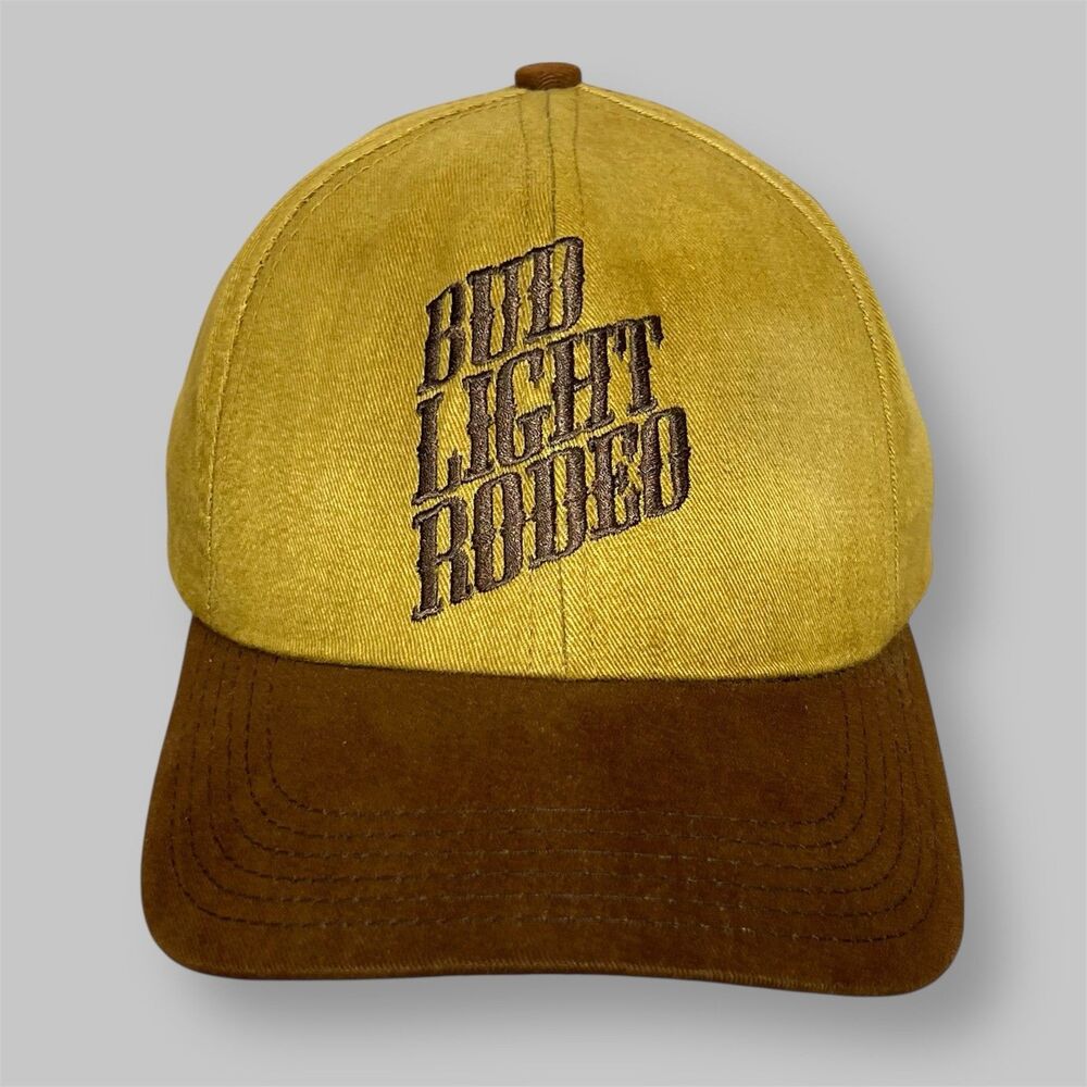 VTG 2000 Bud Light Rodeo Hat Brown Cap Leather Strap Adjustable Made USA - READ